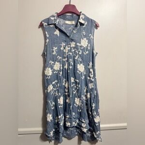 Anthropologie Isabella Sinclair Blue and White Floral Sleeveless Dress